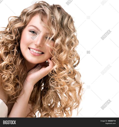 beauty girl blonde curly hair image and photo bigstock