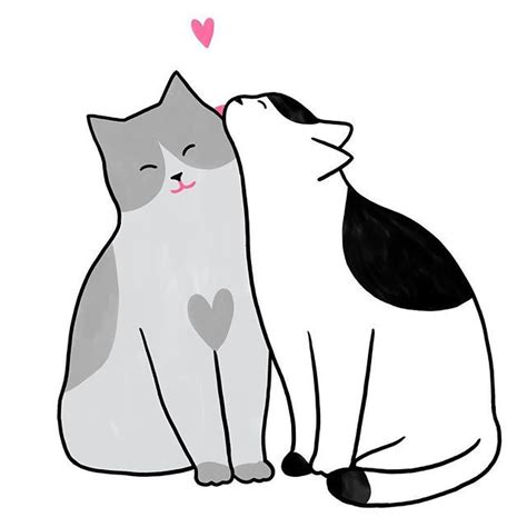 Cat Kiss 💕 Illustration Cat Love Lorrainesorlet