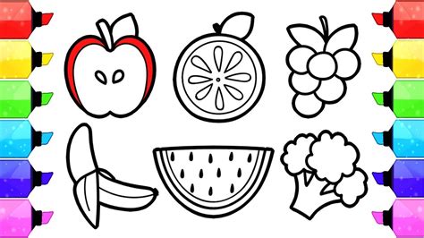 printable fruits  vegetables coloring pages png colorist