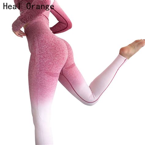 energy seamless high waist ombre yoga pants workout gym scrunch butt
