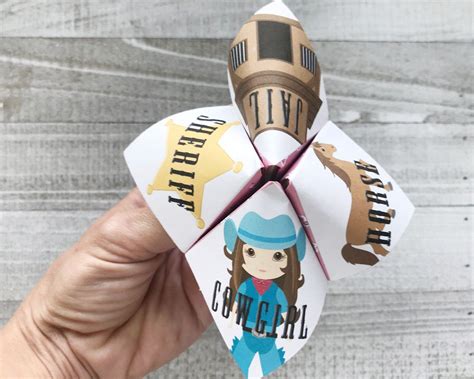 cowgirl cootie catcher cowgirl fortune teller cowgirl games etsy