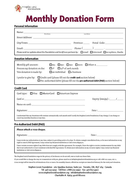 Donation Form Template Pdf Format E