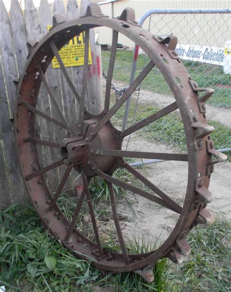 pair  vintage antique rear steel tractor wheels farmall rare
