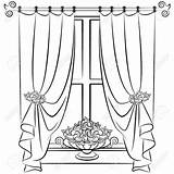 Drawing Window Curtain Curtains Getdrawings sketch template
