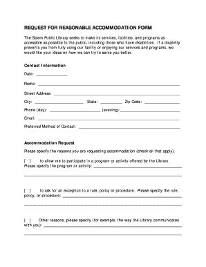 accommodation request form template fill  printable