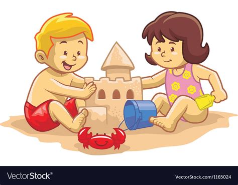kids build sandcastle royalty  vector image