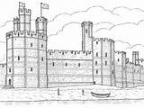 Coloring Castles Castle Book Great Drawing Caernarfon sketch template