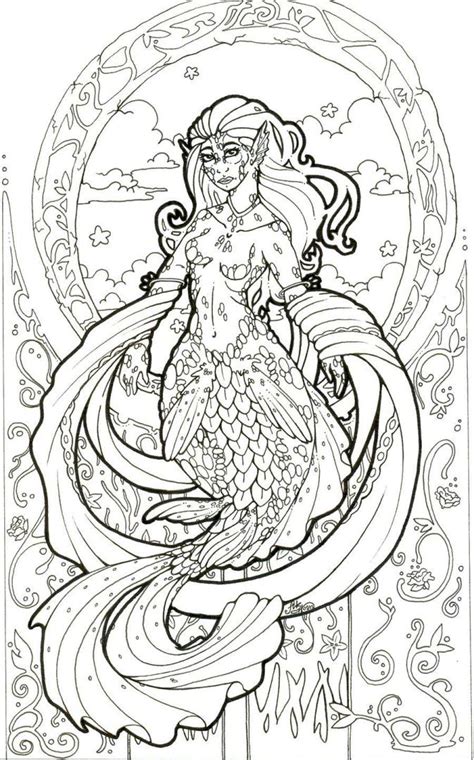 mermaid coloring pages  adult fl