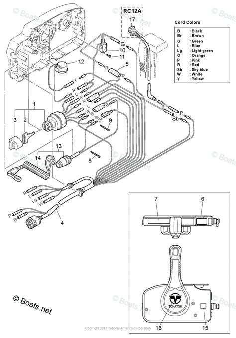 tohatsu outboard  oem parts diagram  component parts  remote control electric parts