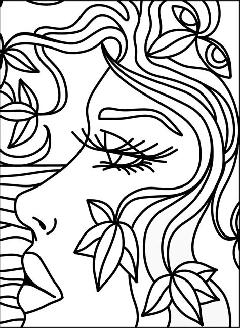 visually impaired abstract beauty faces easy coloring  book