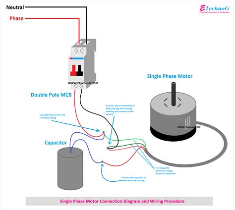 single phase motor connection diagram  wiring procedure etechnog