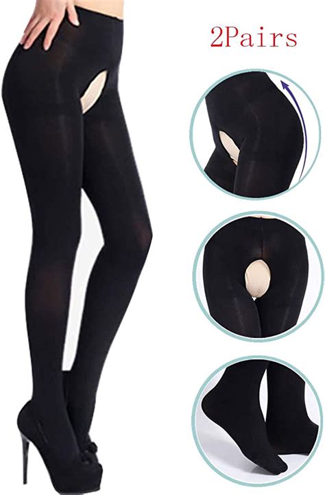crotchless pantyhose for women control top opaque tights open crotch