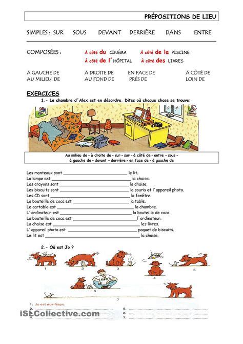 french vocab prepositions ideas teaching french prepositions