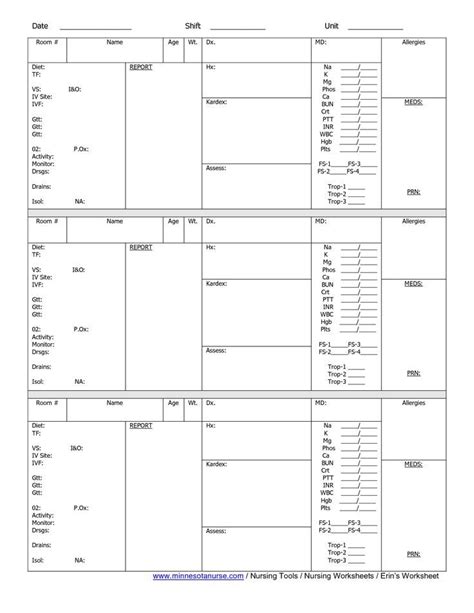 nursing report sheets nurses templates nursing pinterest