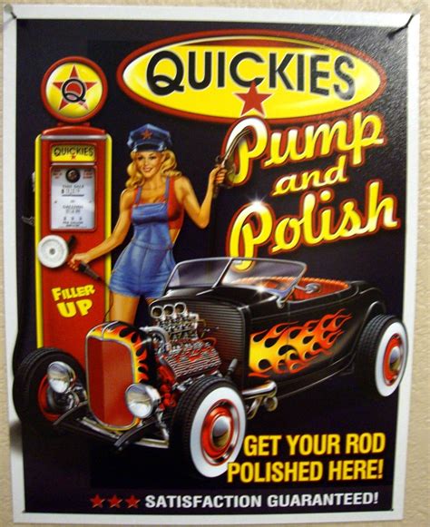 quickies pump and polish tin metal sign ford vintage antique
