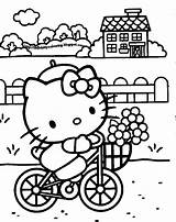Kitty Hello Coloring Pages Bike Sheets Print Riding Colouring Color Kids Printable Bubakids Her Halloween Teacher Activity Drawing Paper Dad sketch template