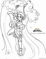 Coloring4free Katara Airbender Atla Legenda Aanga Lineart sketch template