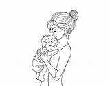 Dibujo Prendendo Cogiendo Bebé Paracolorear Ija Abuelita Acolore Mamma sketch template