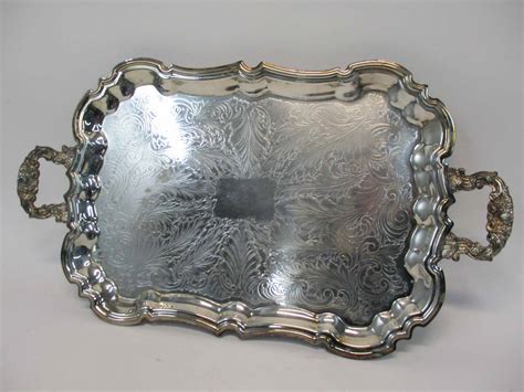 lot detail  silver plated serving trays