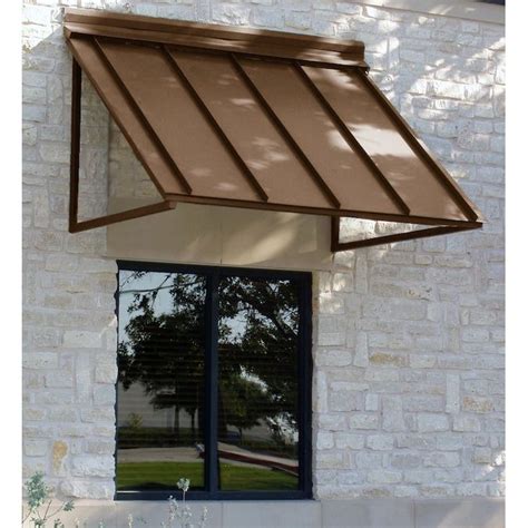 awntech houstonian   wide    projection bronze solid fixed windowdoor awning lowescom