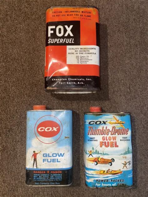 1 Fox Superfuel And 2 Cox Glow Fuel And Thimble Drome Fuel Cans 15 00