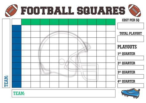 printable  square football board printable form templates