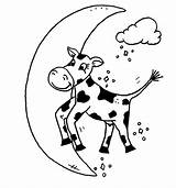 Cow Moon Over Jumped Coloring Pages Diddle Template Hey Fiddle Cat sketch template