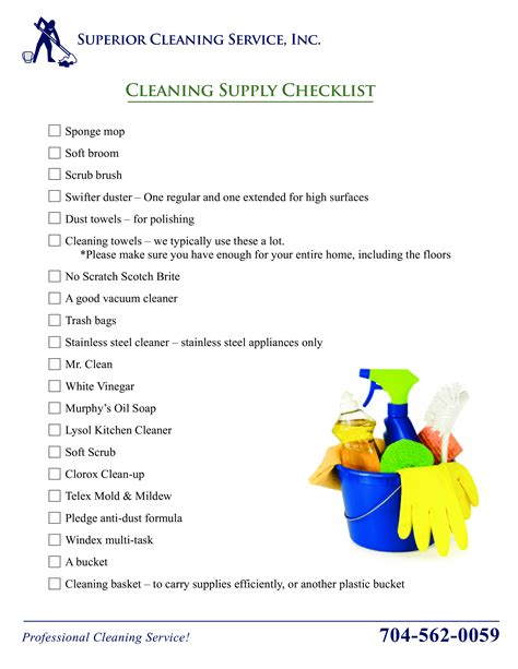 cleaning supply checklist allbusinesstemplatescom