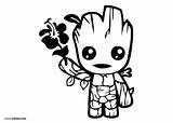 Groot Coloring Pages Baby Cute Guardians Printable Galaxy Kids Color Print Popular sketch template