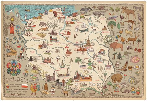 detailed tourist illustrated map of poland poland europe mapsland