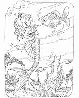 Coloring Mermaid Pages Rocks Printables sketch template