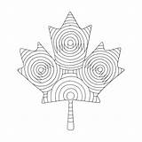 Leaf Coloring Drawing Canadian Abstract Maple Colouring Ca sketch template