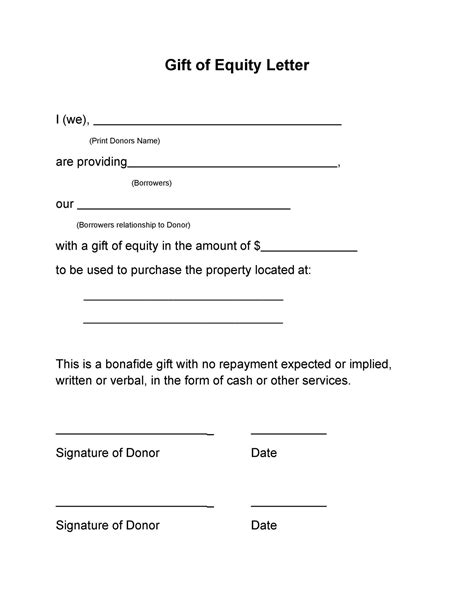 mortgage gift letter template addictionary
