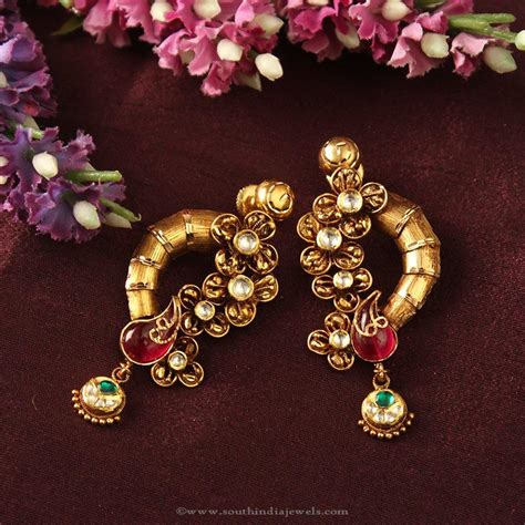 designer ear studs  manubhai south india jewels