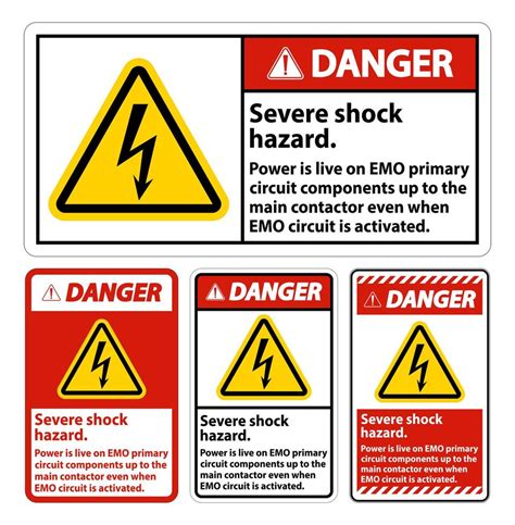 danger severe shock hazard sign set  vector art  vecteezy