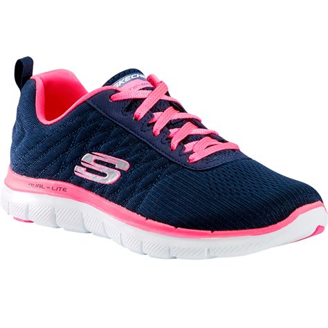 chaussures marche sportive femme flex appeal bleu rose skechers