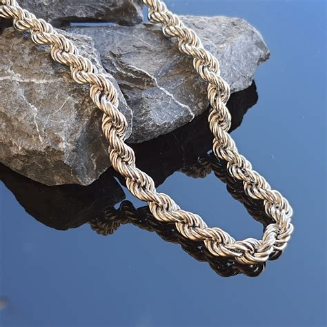 solid  sterling silver rope chain rope necklace polished etsy