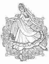 Coloring Indian Dress Woman Traditional Dancing Pages Supercoloring Printable Drawing India Adult Sketch Drawings Sheets Categories Line Sketches Template sketch template