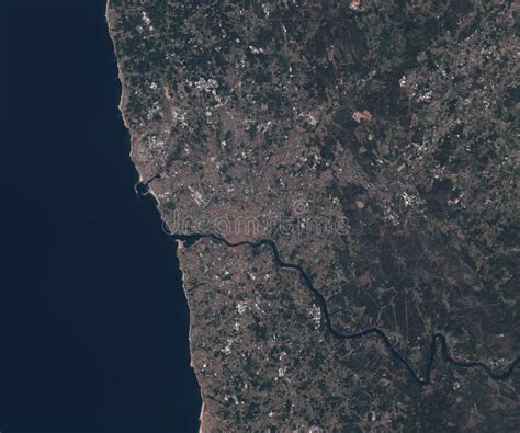 satellite map  porto portugal view  space stock photo image  settlement population