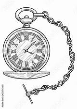 Orologio Vector Tekening Lijnkunst Inkt Gravure Engraving Inchiostro Incisione Vettore Tasca Sketch Clock sketch template