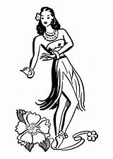 Hula Clipart Dancer Girl Library Coloring sketch template