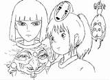 Spirited Ghibli Miyazaki Hayao Chihiro Ponyo Totoro Dani Sunshine Haku Colorear Howl Howls Buksan sketch template