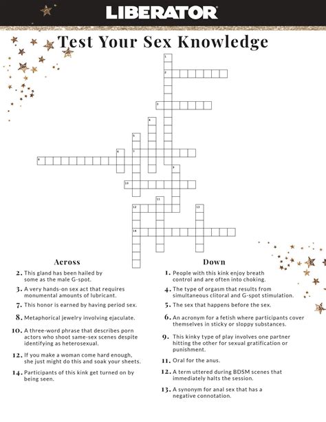 Test Your Sex Knowledge Liberator Times Crossword Puzzle Unzipped