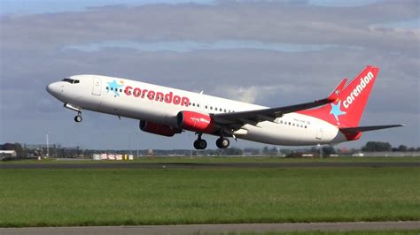 corendon boeing   takeoff amsterdam airport schiphol youtube