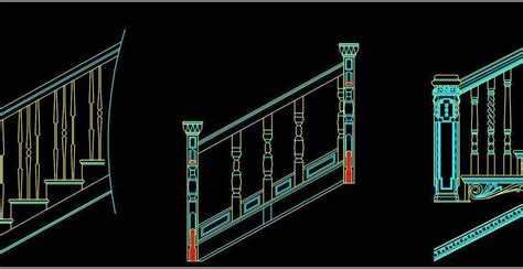 railing cad block   autocad dwg plan  design