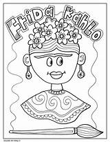 Hispanic Kahlo Spanish Mexican Crafts Classroomdoodles Elementary sketch template