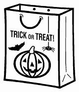 Halloween Trick Treat Coloring Pages Printables Treating Print Bag Kids Clipart Book Treats Sweets Easy 2010 Spooky Girls English Click sketch template