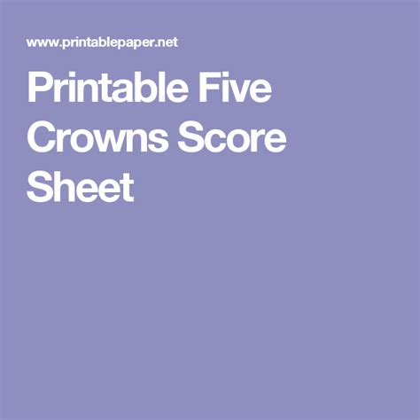 printable  crowns score sheet games pinterest scores  crown