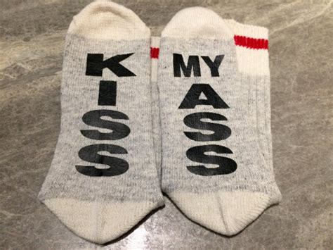 Kiss My Ass Word Socks Funny Socks Novelty Socks Etsy