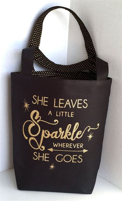 canvas tote bag with a sparkly quote bag black canvas gold